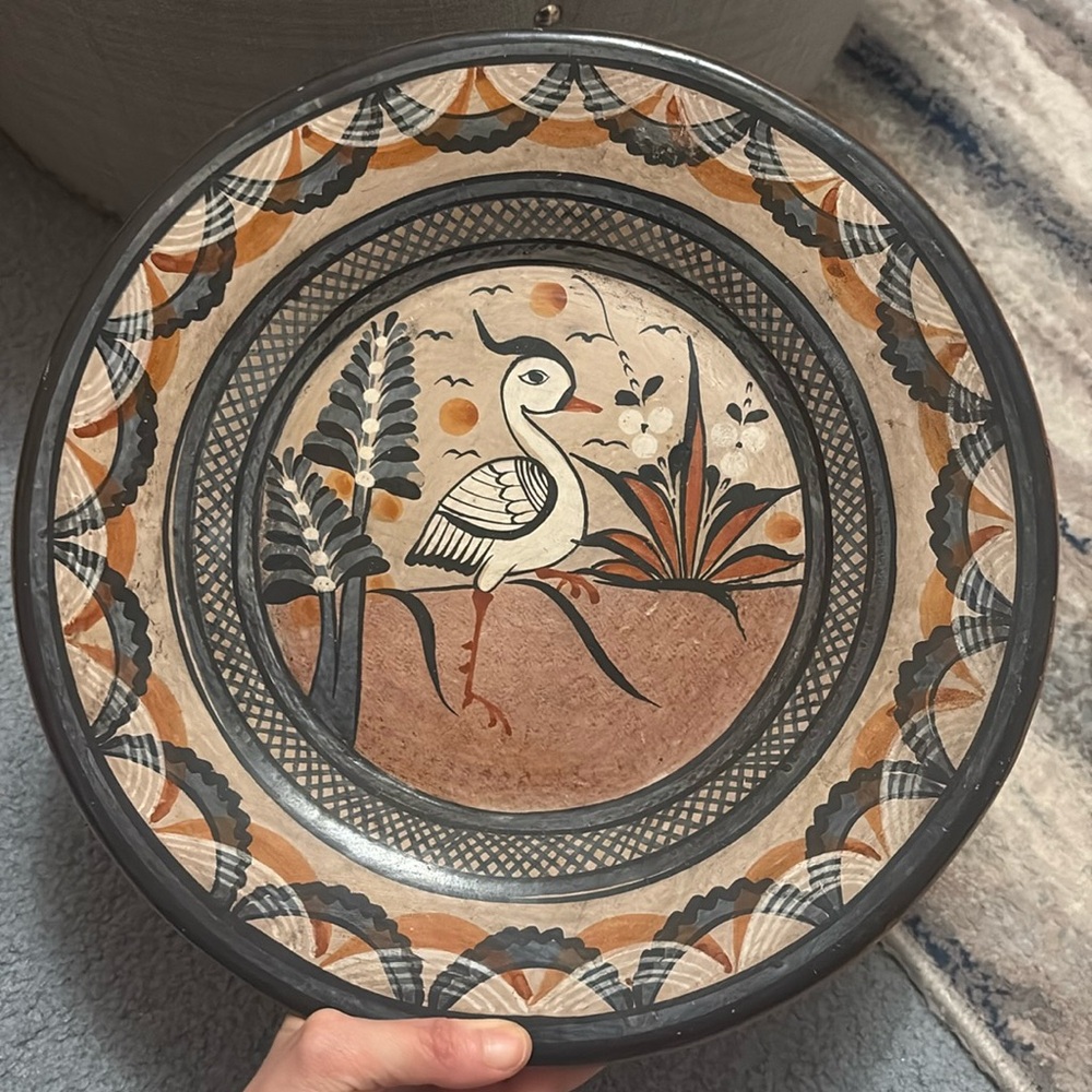 VTG Mexican Tonala Folk Art Hanging Decor Plate